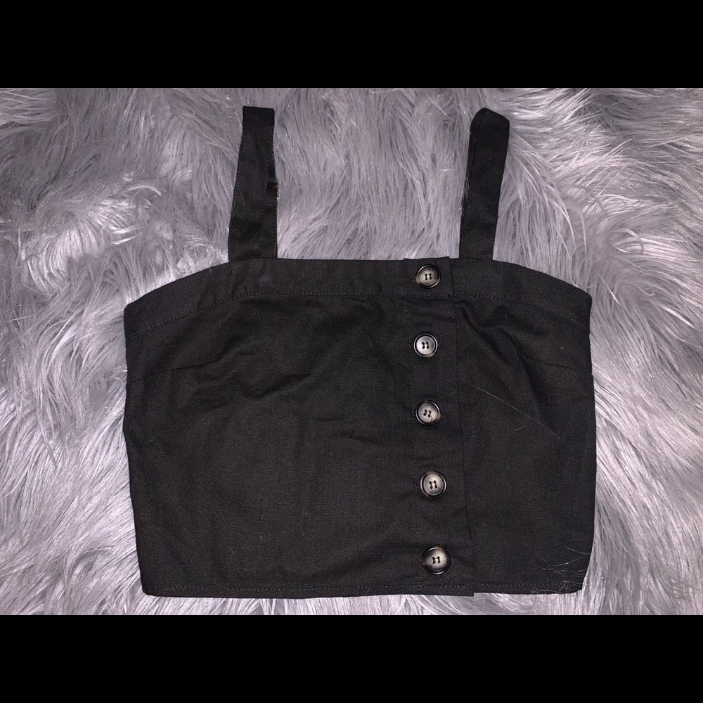 Black button up crop top